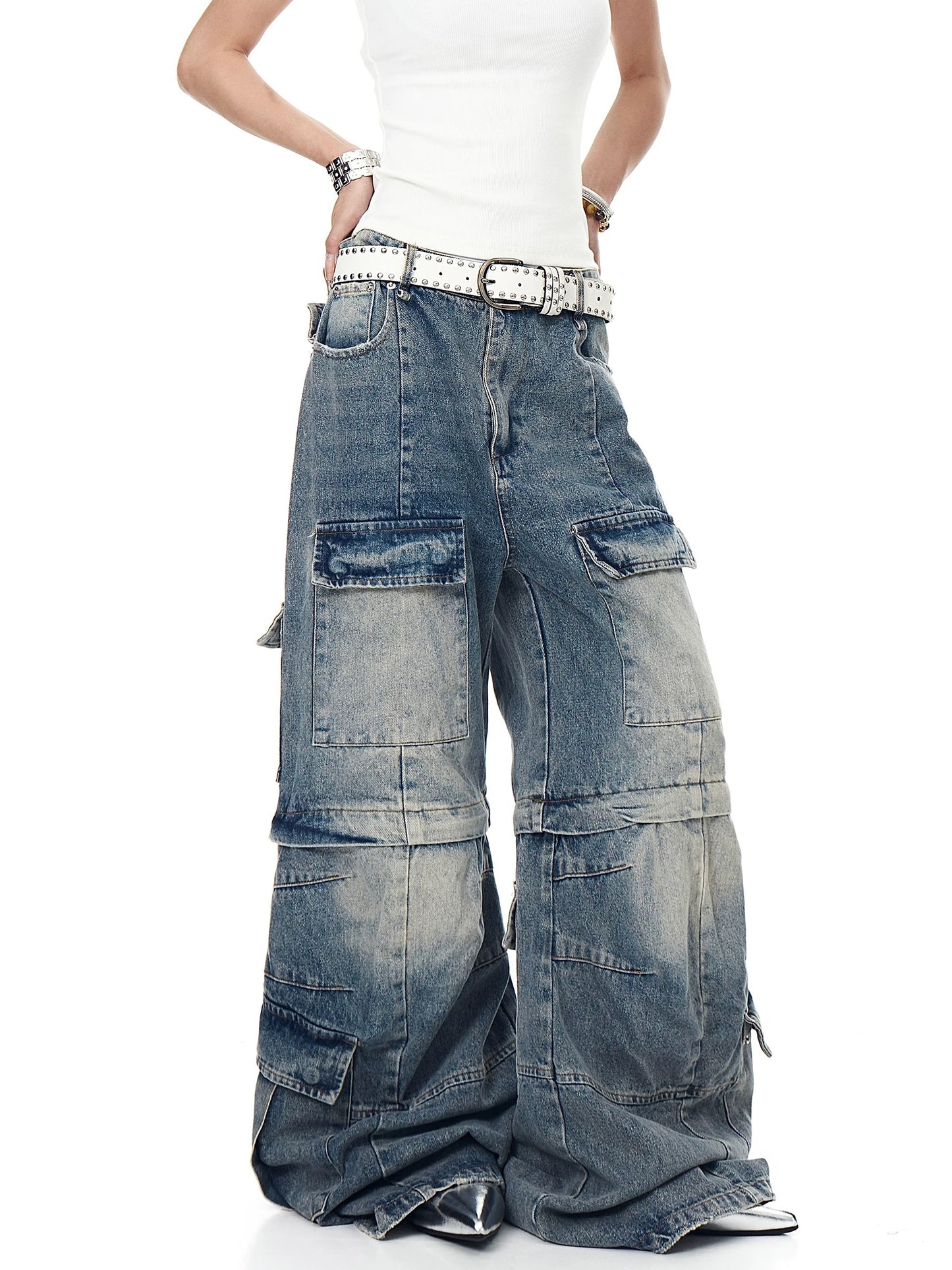 [ZPXO Select] Multi-pocket Work Super Baggy Denim Pants 2 color ways