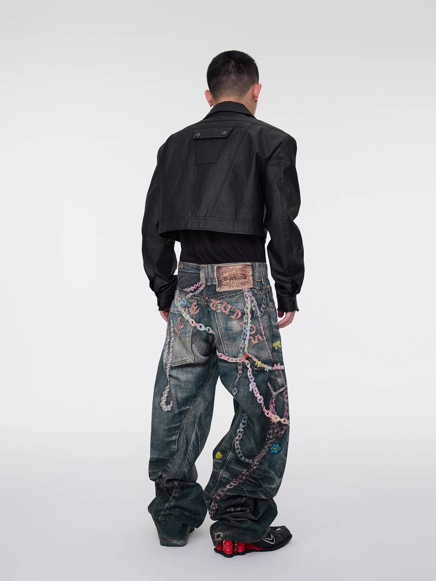 [ASTT Studio] Full Chain Print Baggy Denim Pants