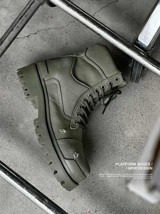 [HANQIAORIJI] Old Fashioned Chunky-Soled Boots
