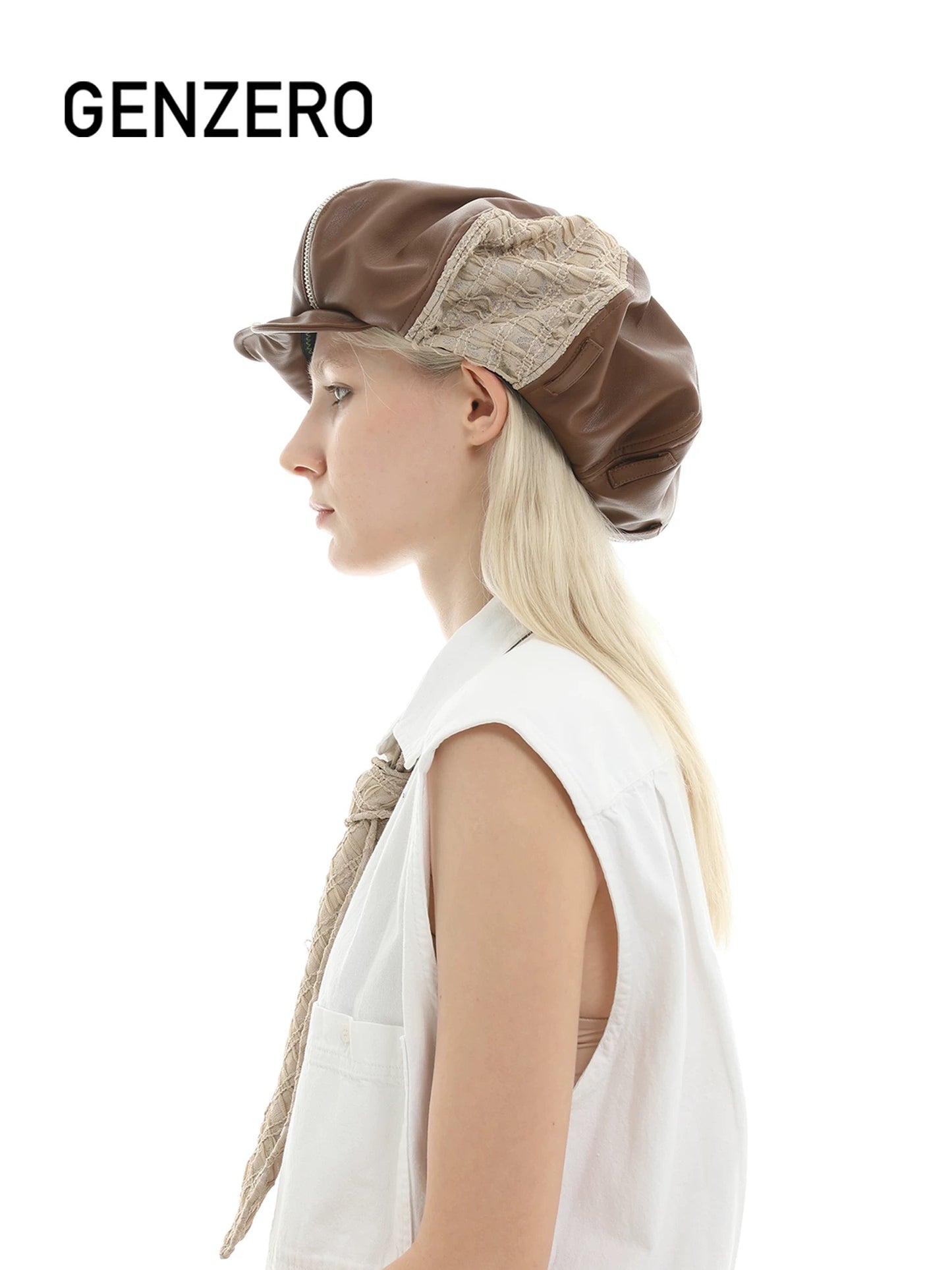 [GENZERO] Zipper Tie Cloud Beret