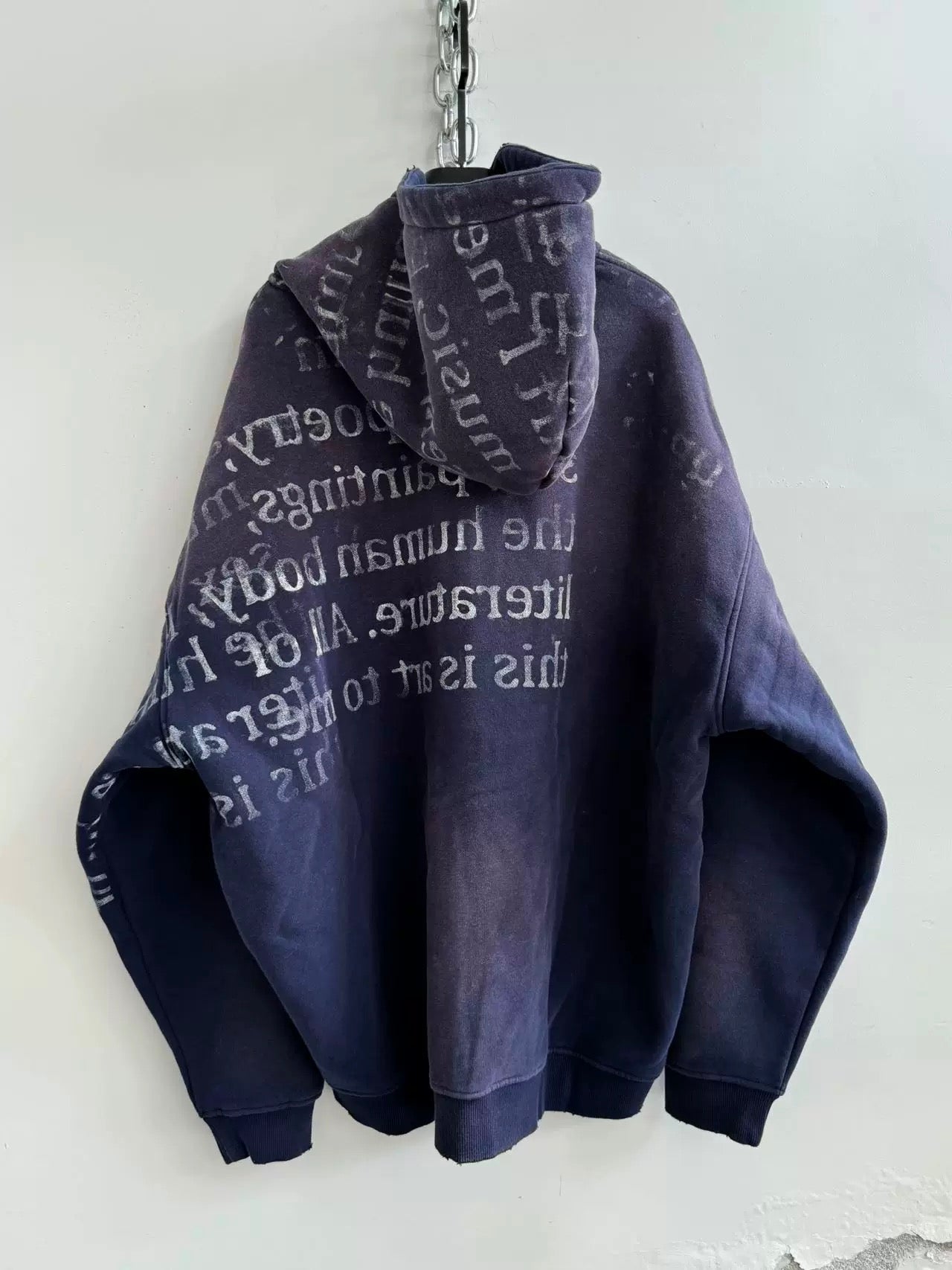 [Hell System] Multiple Slogan Sprayed Zip Hoodie