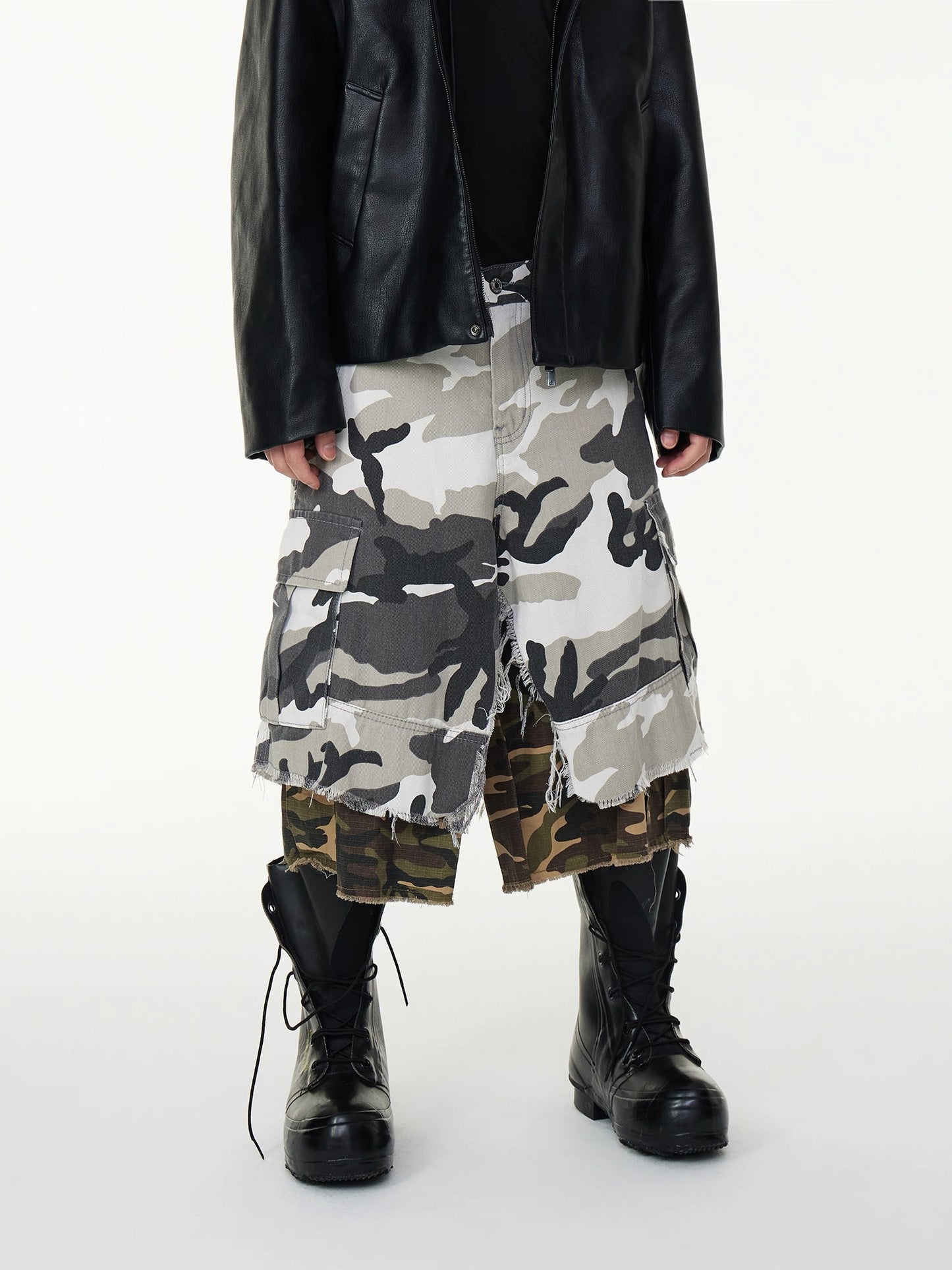 [ASTT Studio] Camouflage Layered Shorts