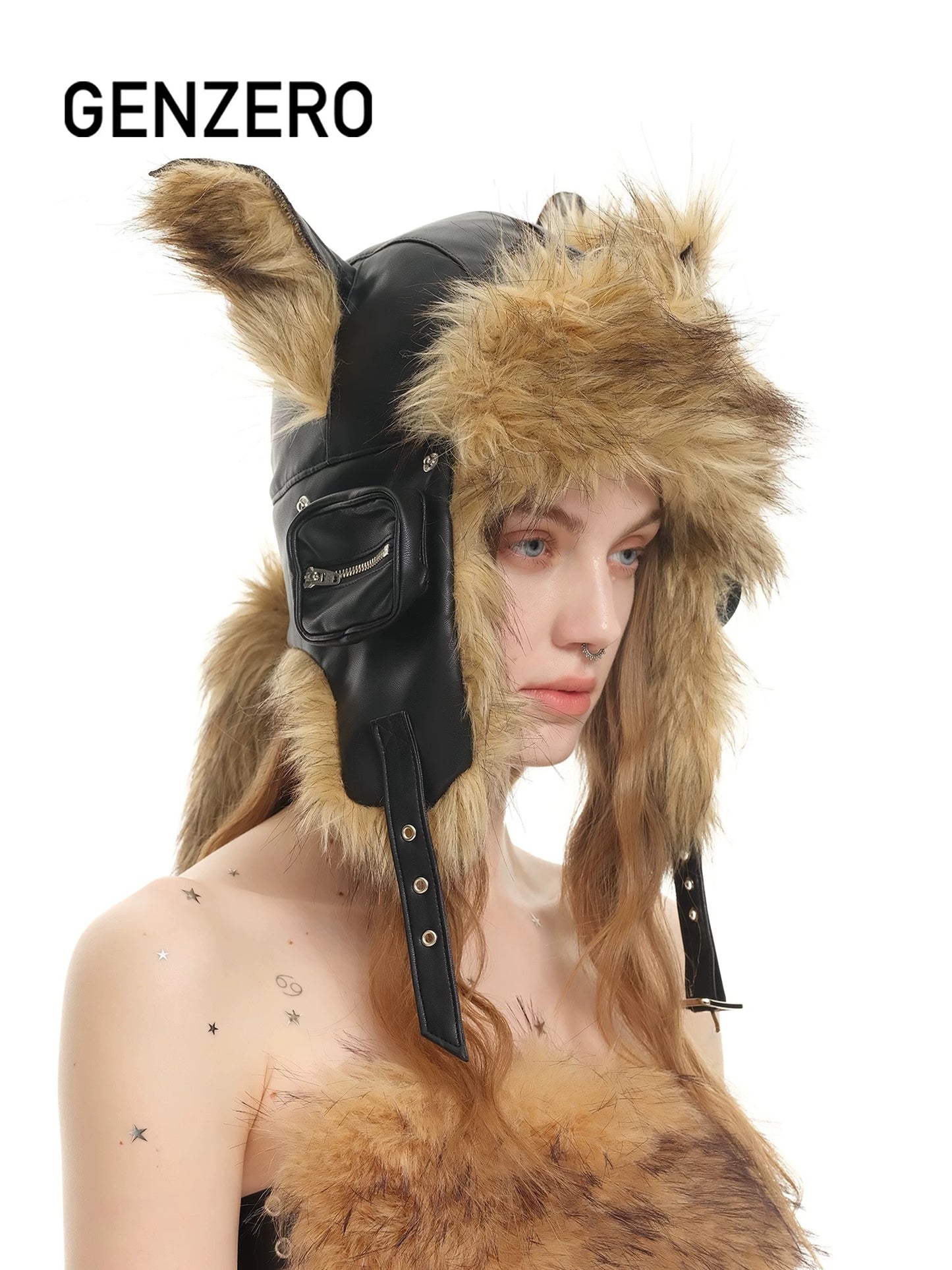 [GENZERO] Cross Plush Doberman Dog Ear Hat