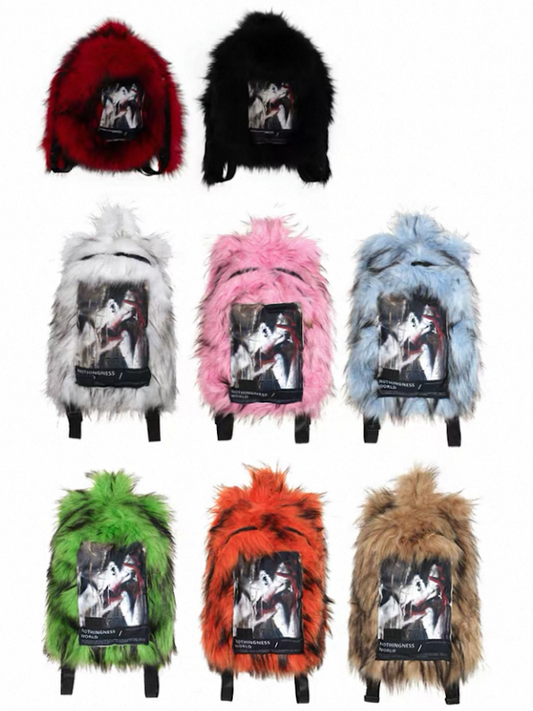 [NOTHINGNESS WORLD] Long Fur Design Adjustable Backpack