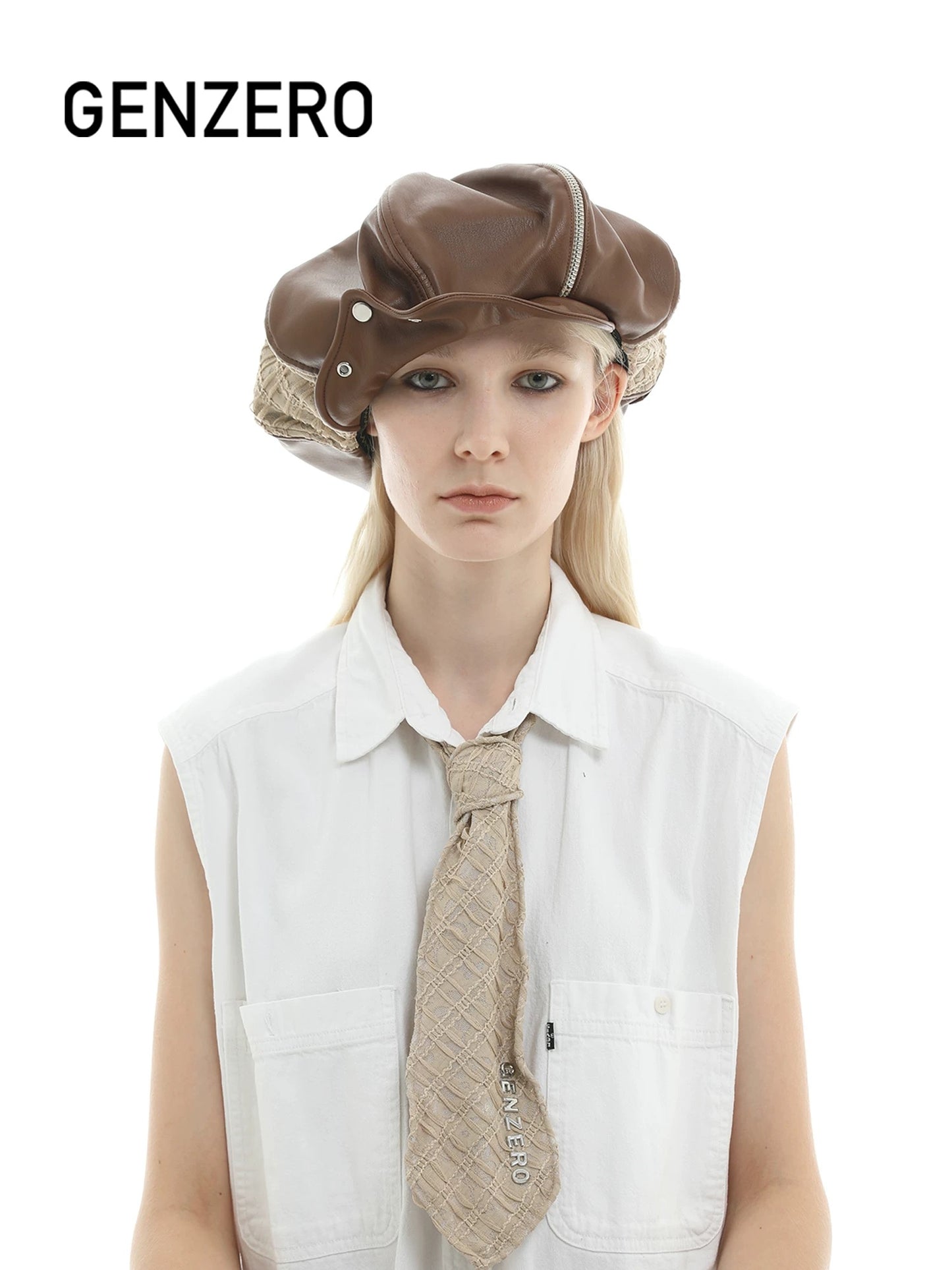 [GENZERO] Zipper Tie Cloud Beret
