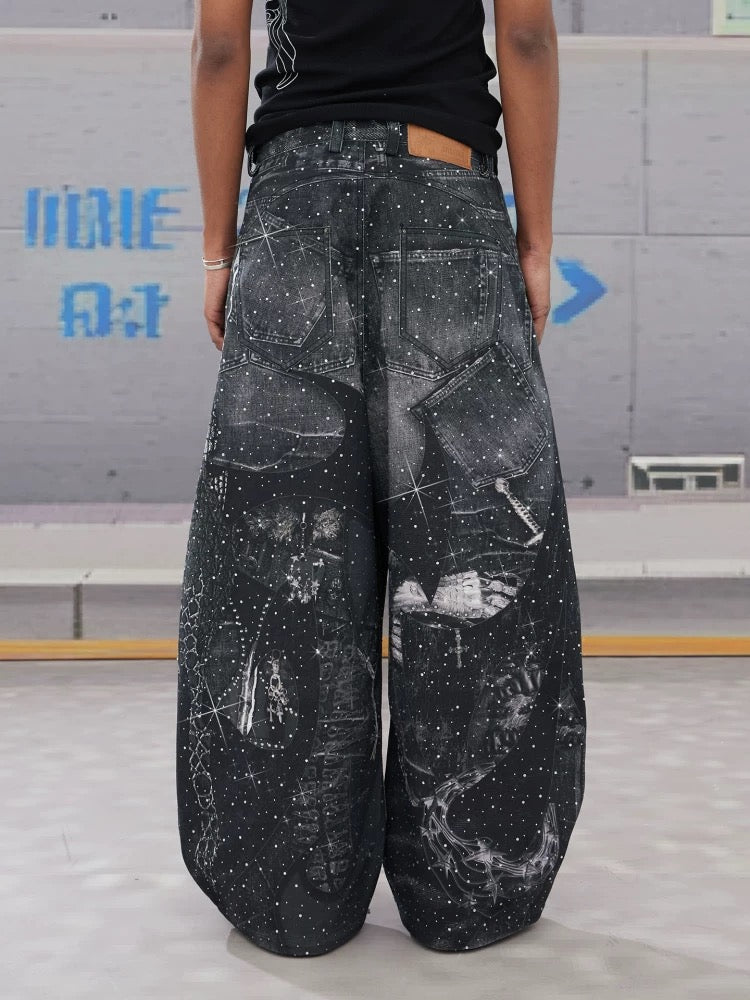 [DND4DES]  Armor Print Rhinestone Jeans