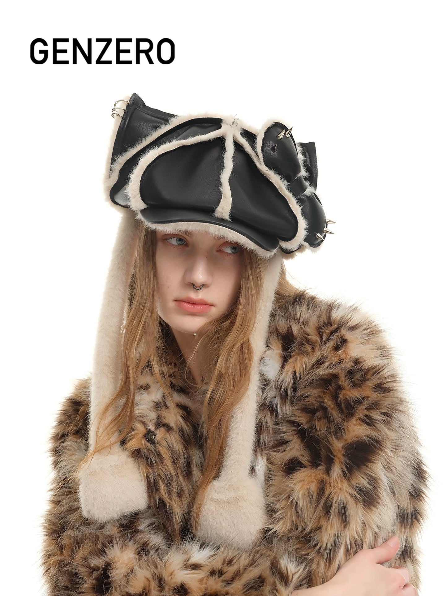 [GENZERO] Newsboy Beret with Rivet Bow and Cat Ears
