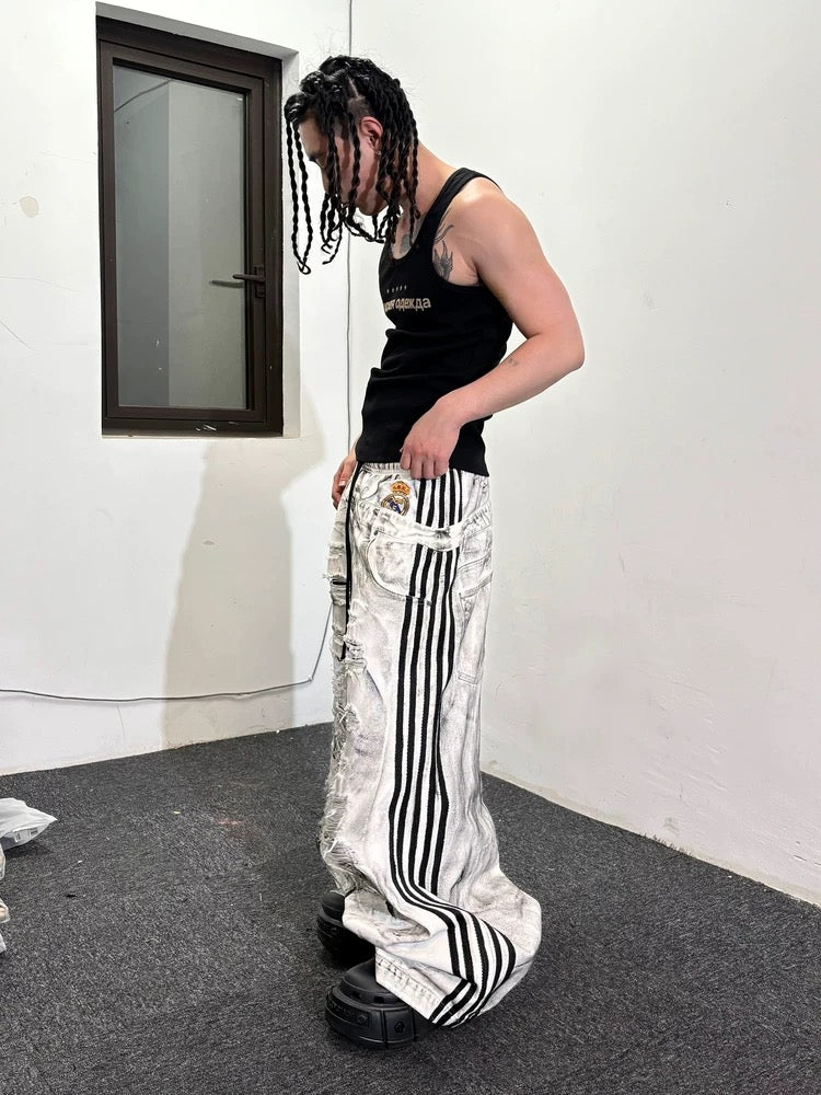[RYE CHASIN] White Canvas Baggy Trousers