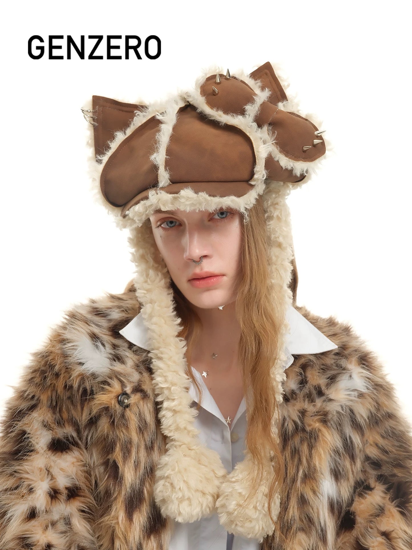 [GENZERO] Newsboy Beret with Rivet Bow and Cat Ears
