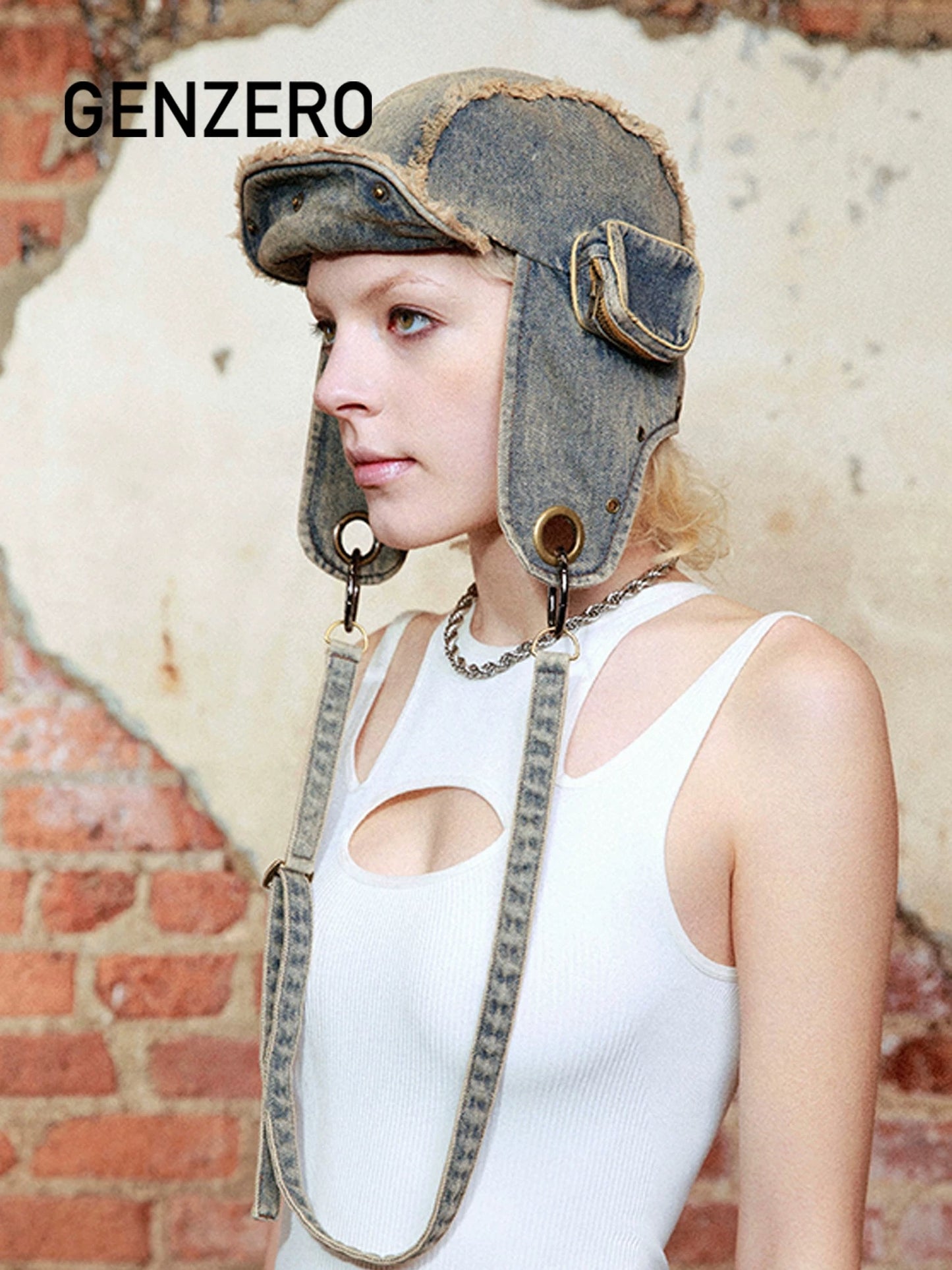 [GENZERO] Melon Skin Denim Hat