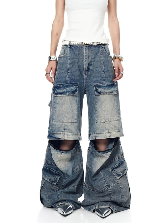 [ZPXO Select] Multi-pocket Work Super Baggy Denim Pants 2 color ways