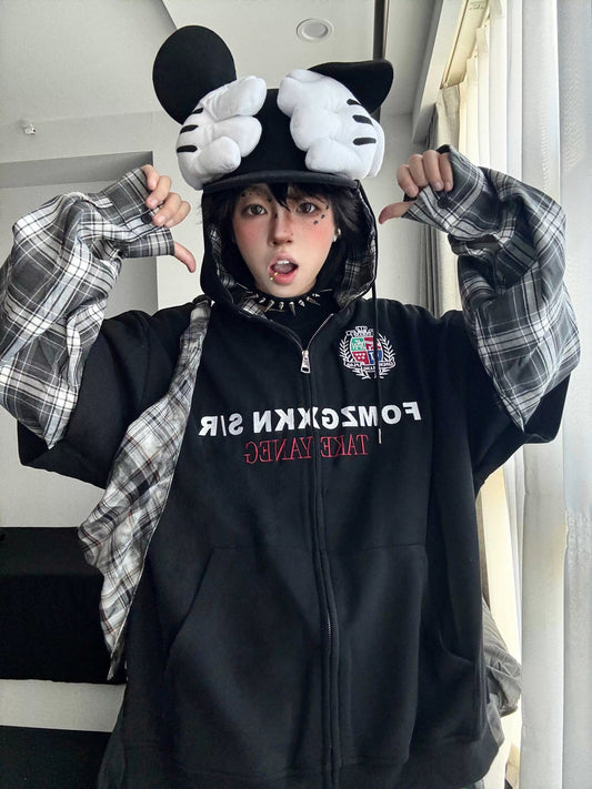 [ZPXO Select] Check Shirt Layered Hoodie