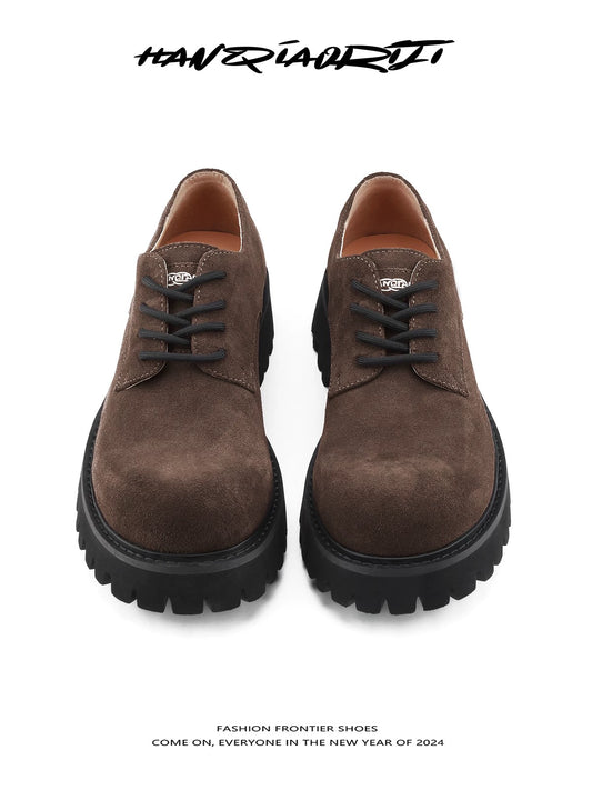[HANQIAORIJI] Brown Cow Suede Shoes