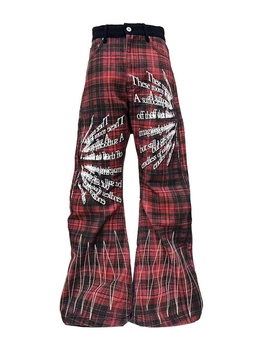 [DETW] 25AW Flared Plaid Gothic Pants
