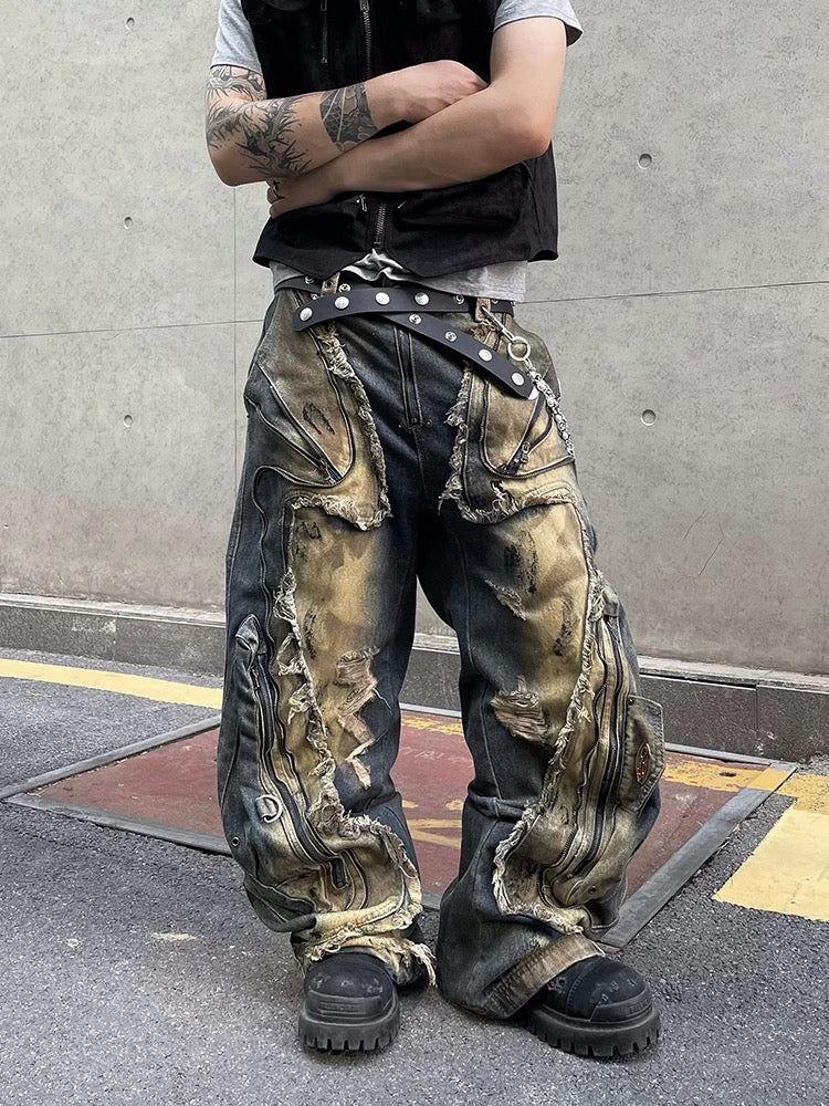 [ZPXO Select] Distressed Multi Pocket Jeans