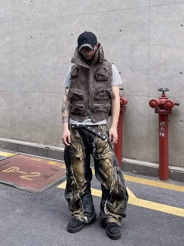 [ZPXO Select] Distressed Multi Pocket Jeans
