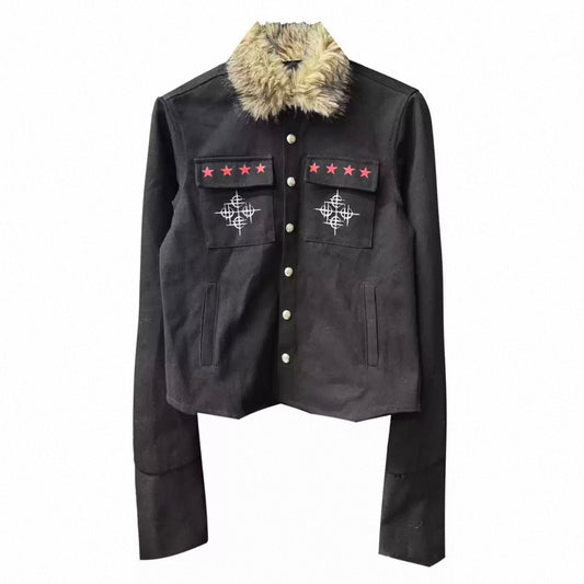 [DETW] Dark Punk Style Fur Collar Shirt Coat