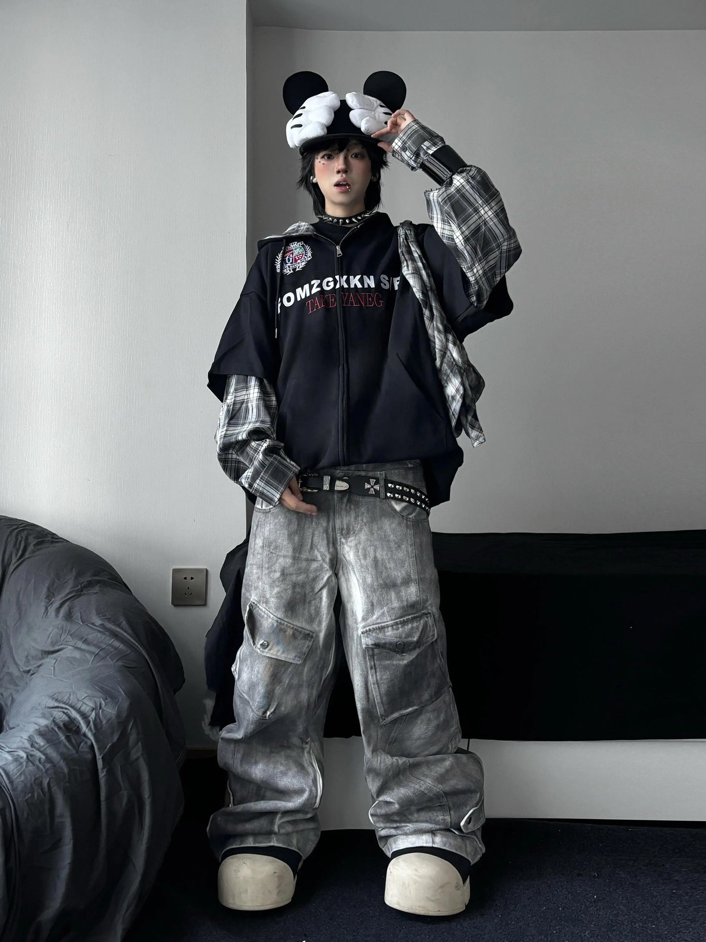 [ZPXO Select] Check Shirt Layered Hoodie