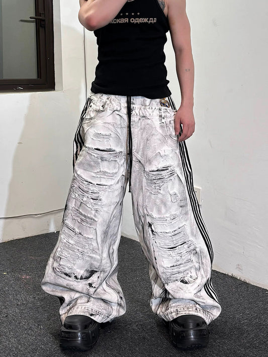 [RYE CHASIN] White Canvas Baggy Trousers