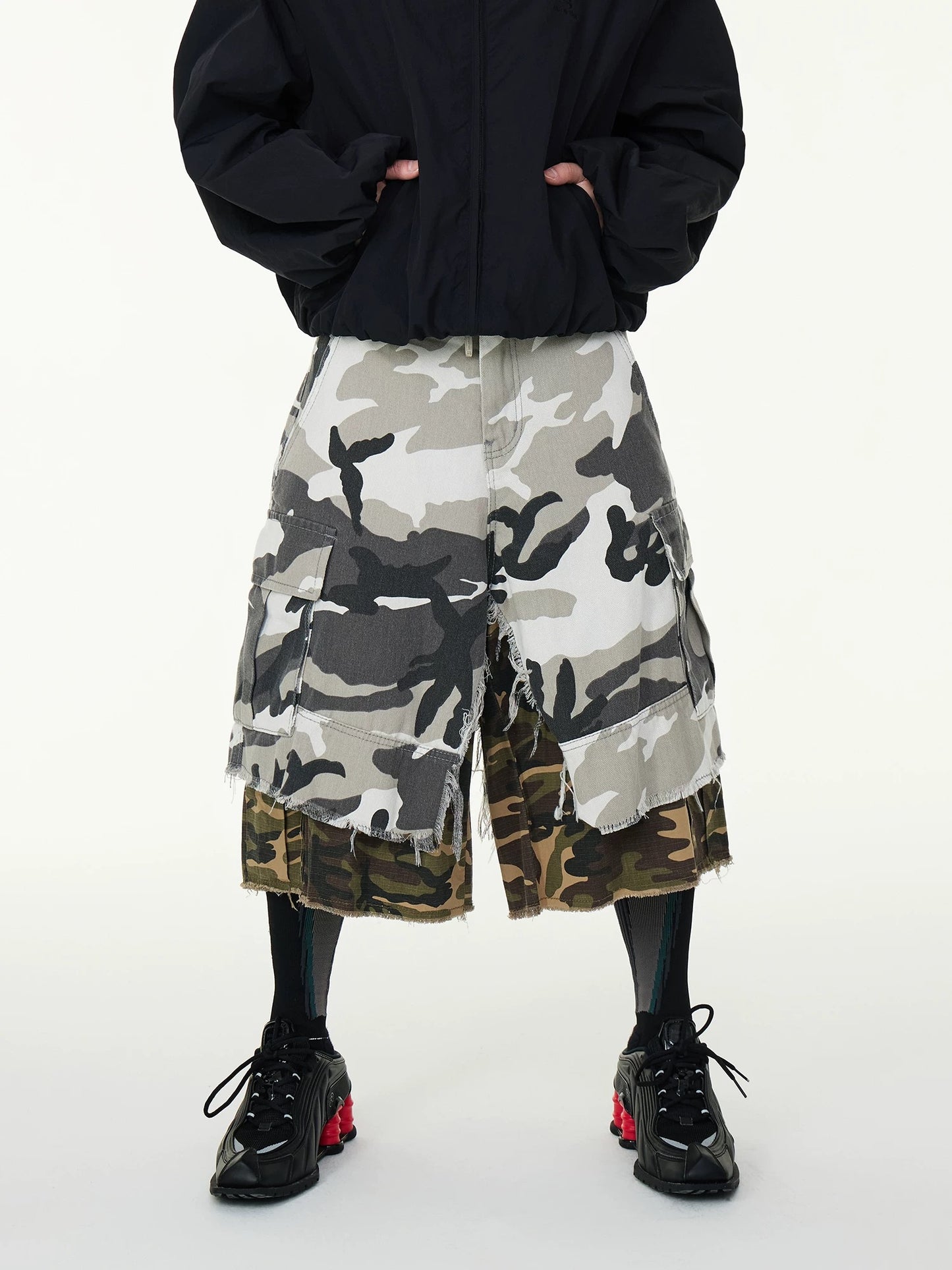 [ASTT Studio] Camouflage Layered Shorts