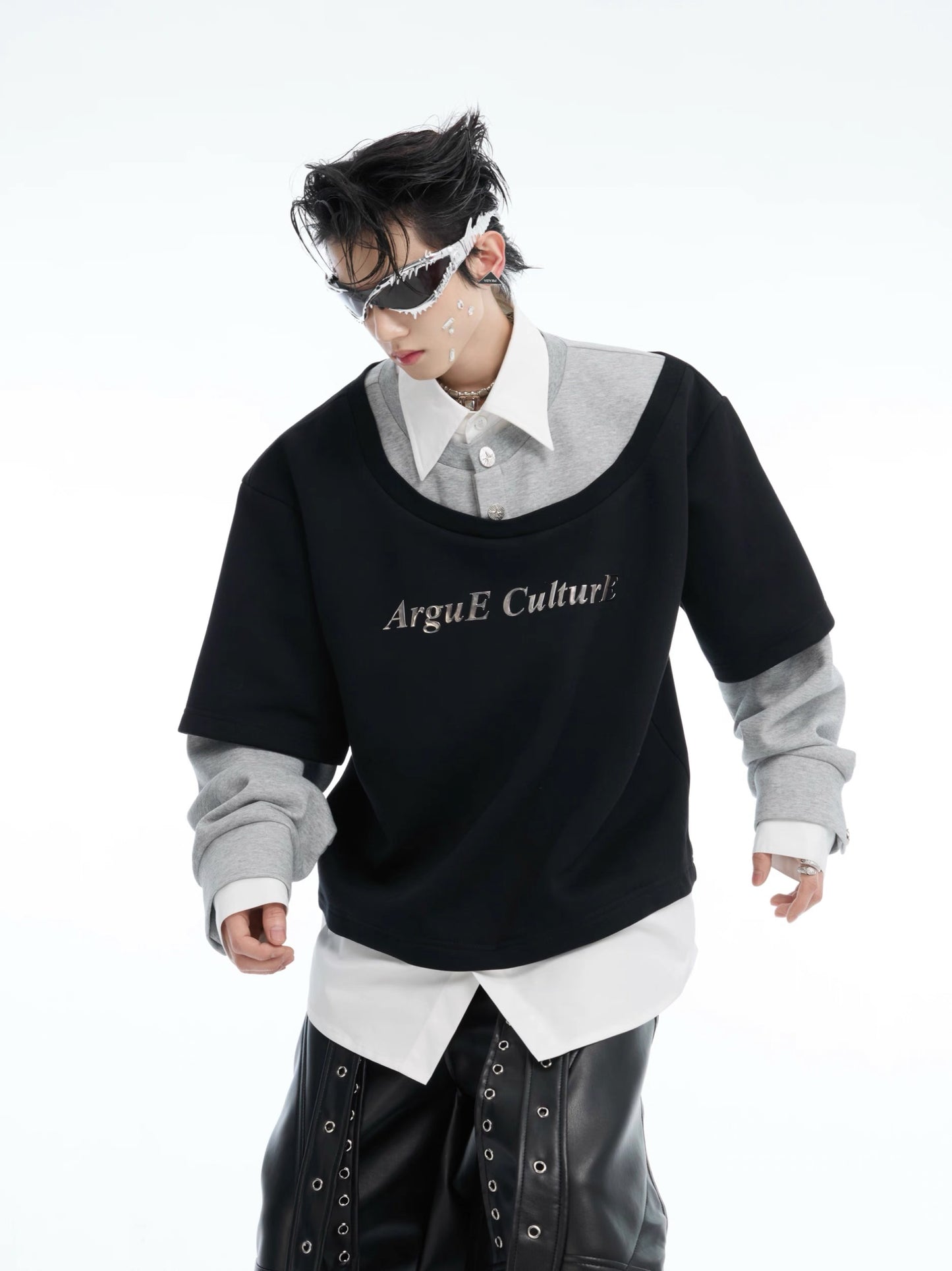 [ARGUE CULTURE] Preppy Punk Layered Shirt