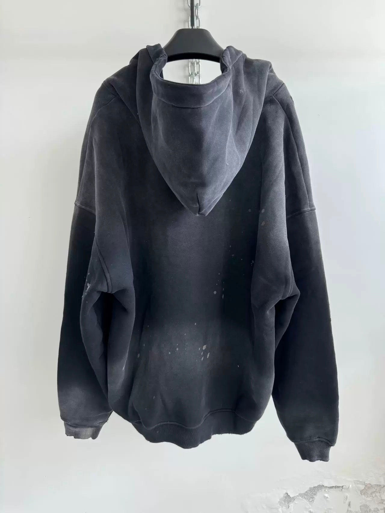 [Hell System] Washed and Distressed Slogan Hoodie