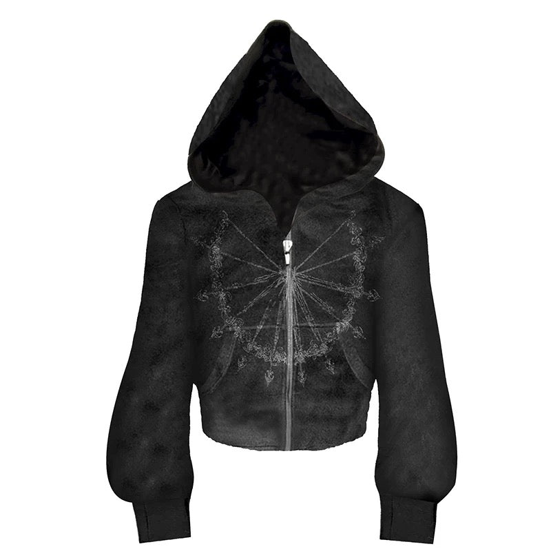 [PAIKI] Gothic Cropped Hoodie 2 Colour Ways