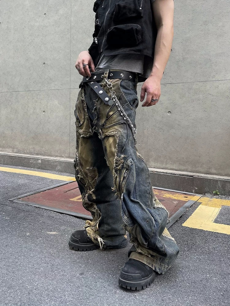 [ZPXO Select] Distressed Multi Pocket Jeans