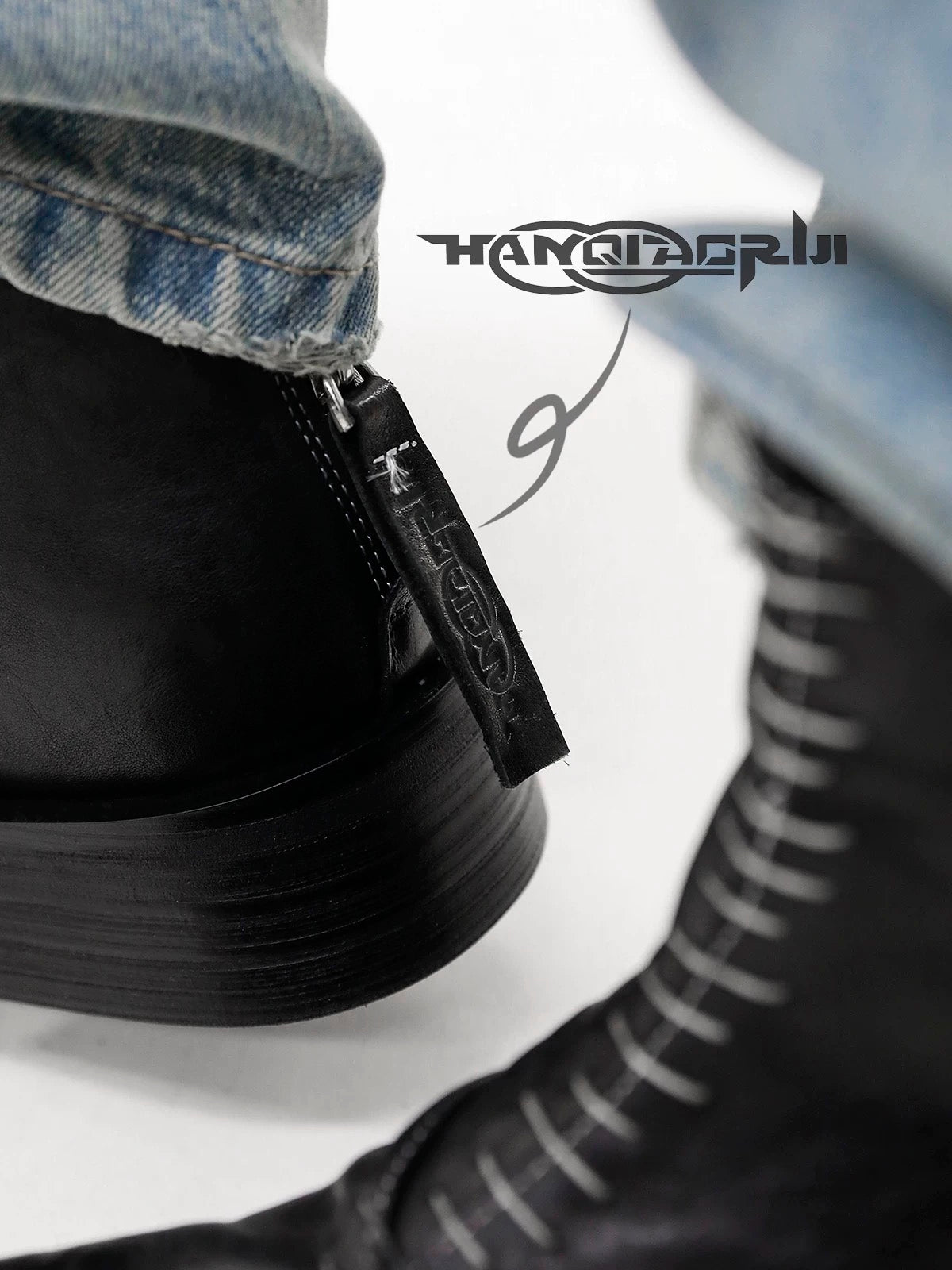 [HANQIAORIJI] Cowhide Leather Short Boots
