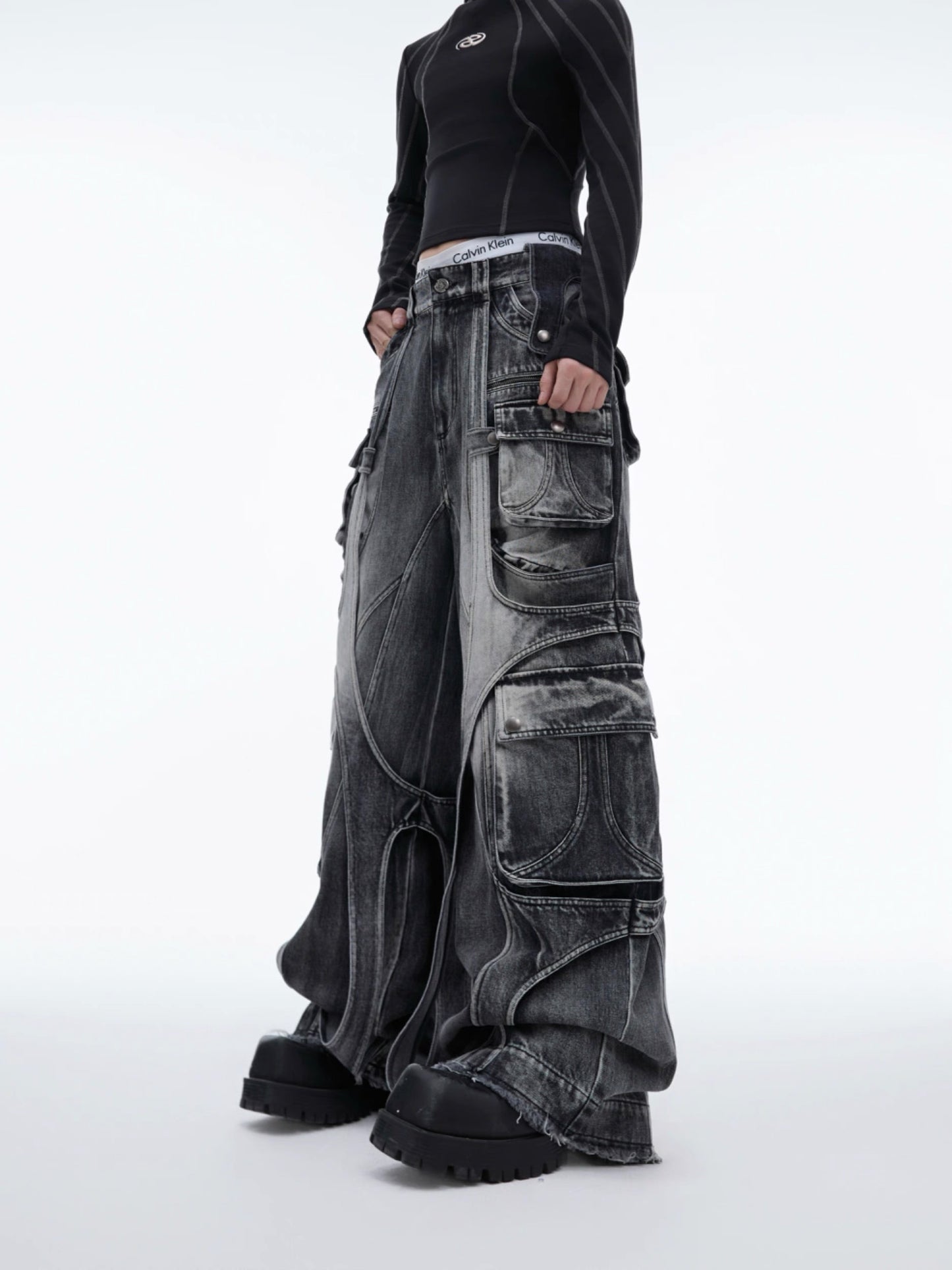 [ARGUE CULTURE] Aquatic Multi-Pocket Denim Pants