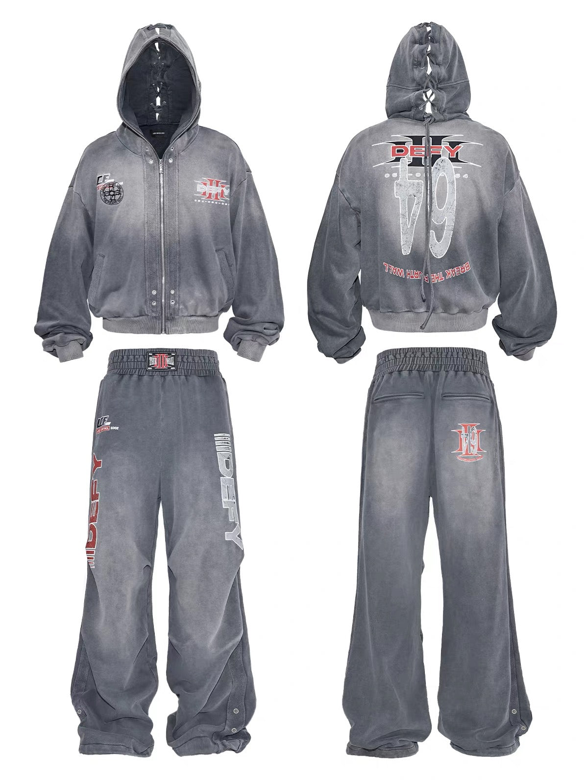 [LCE] Washed Boxing Hoodie & Pants Set