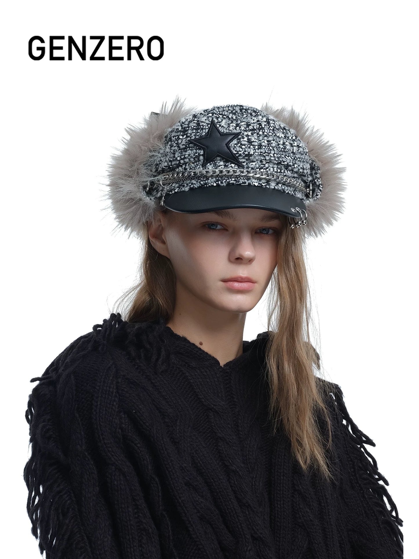 [GENZERO] Washed Denim Rivet Earmuff Hat