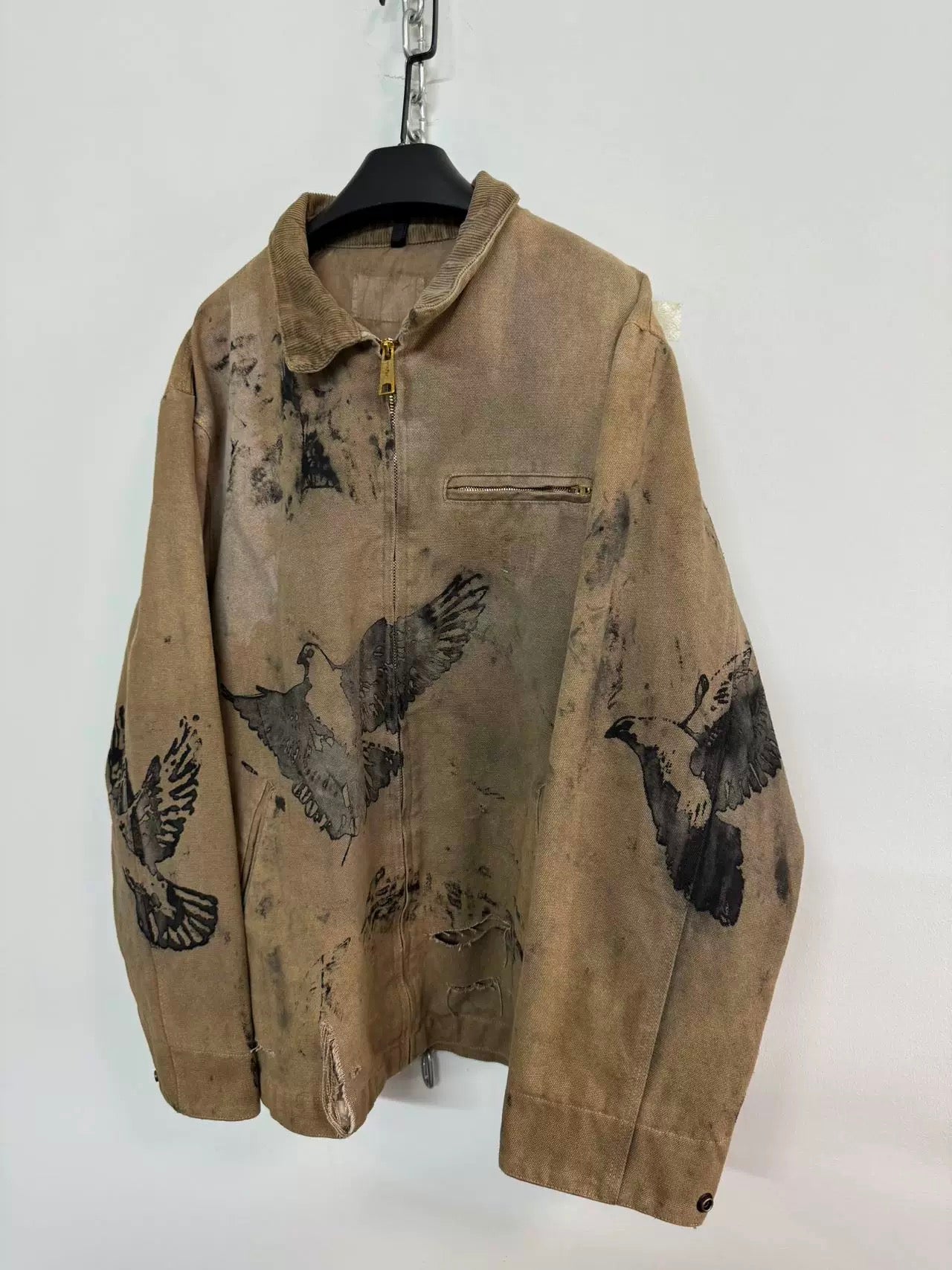 [Hell System] Hand-Plastered Badge Zip Hoodie