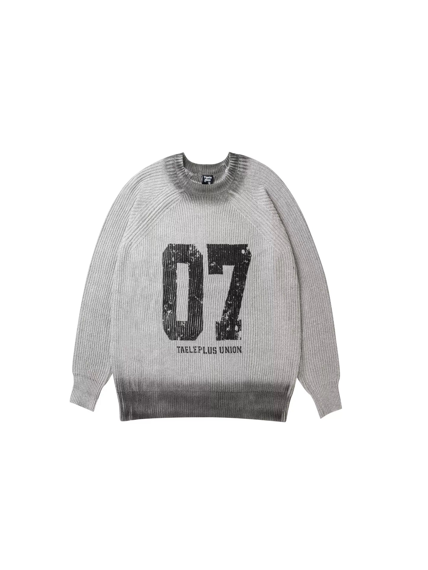 [ZPXO Select] Retro Distressed Number Print Sweater