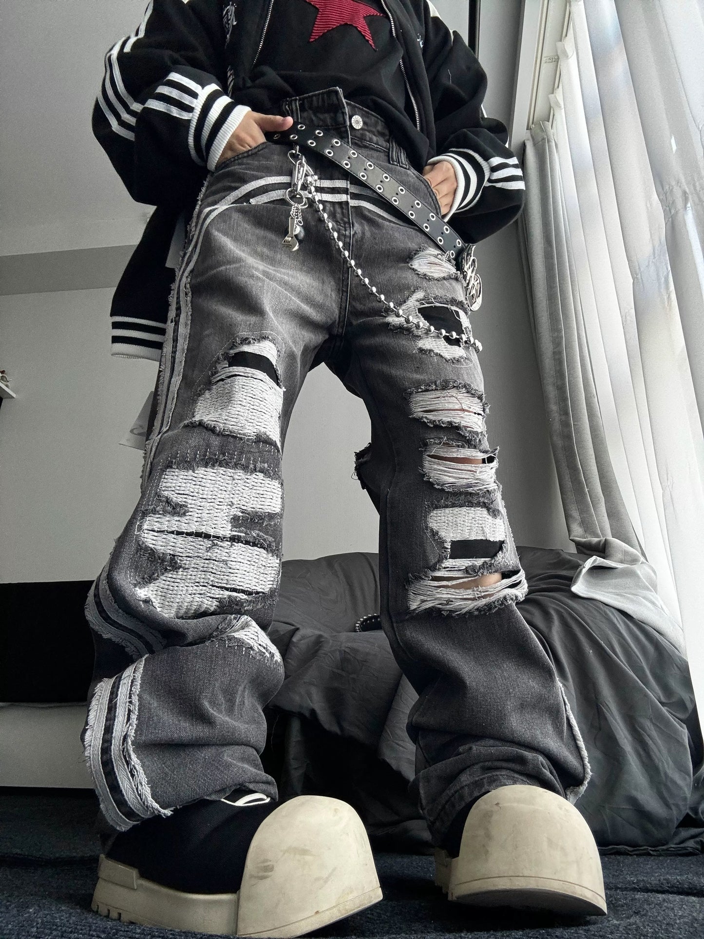 [ZPXO Select] Track Ripped Jeans