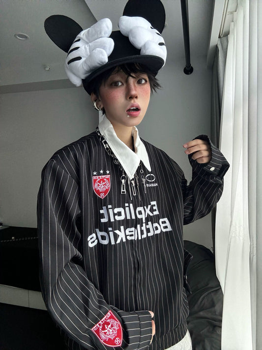 [ZPXO Select] Retro Striped Baseball Jacket