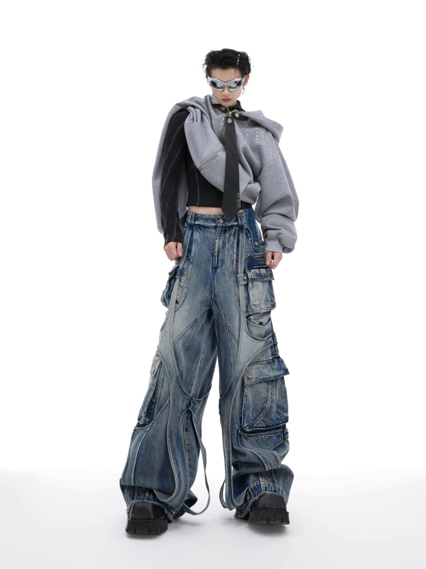 [ARGUE CULTURE] Aquatic Multi-Pocket Denim Pants