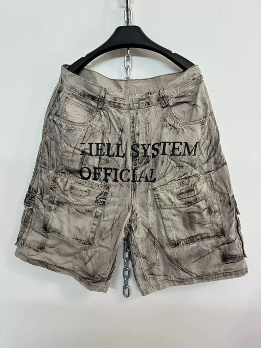 [Hell System] Washed Loose-Fitting Shorts