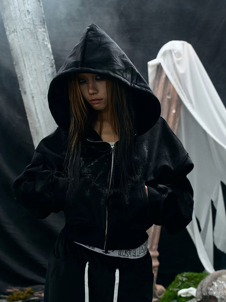 [PAIKI] Gothic Cropped Hoodie 2 Colour Ways