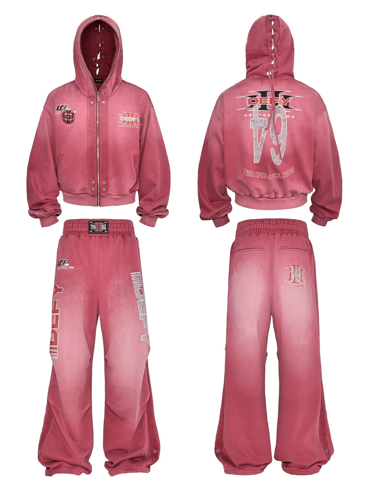 [LCE] Washed Boxing Hoodie & Pants Set