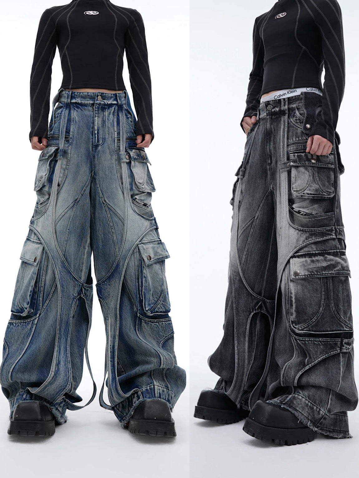 [ARGUE CULTURE] Aquatic Multi-Pocket Denim Pants