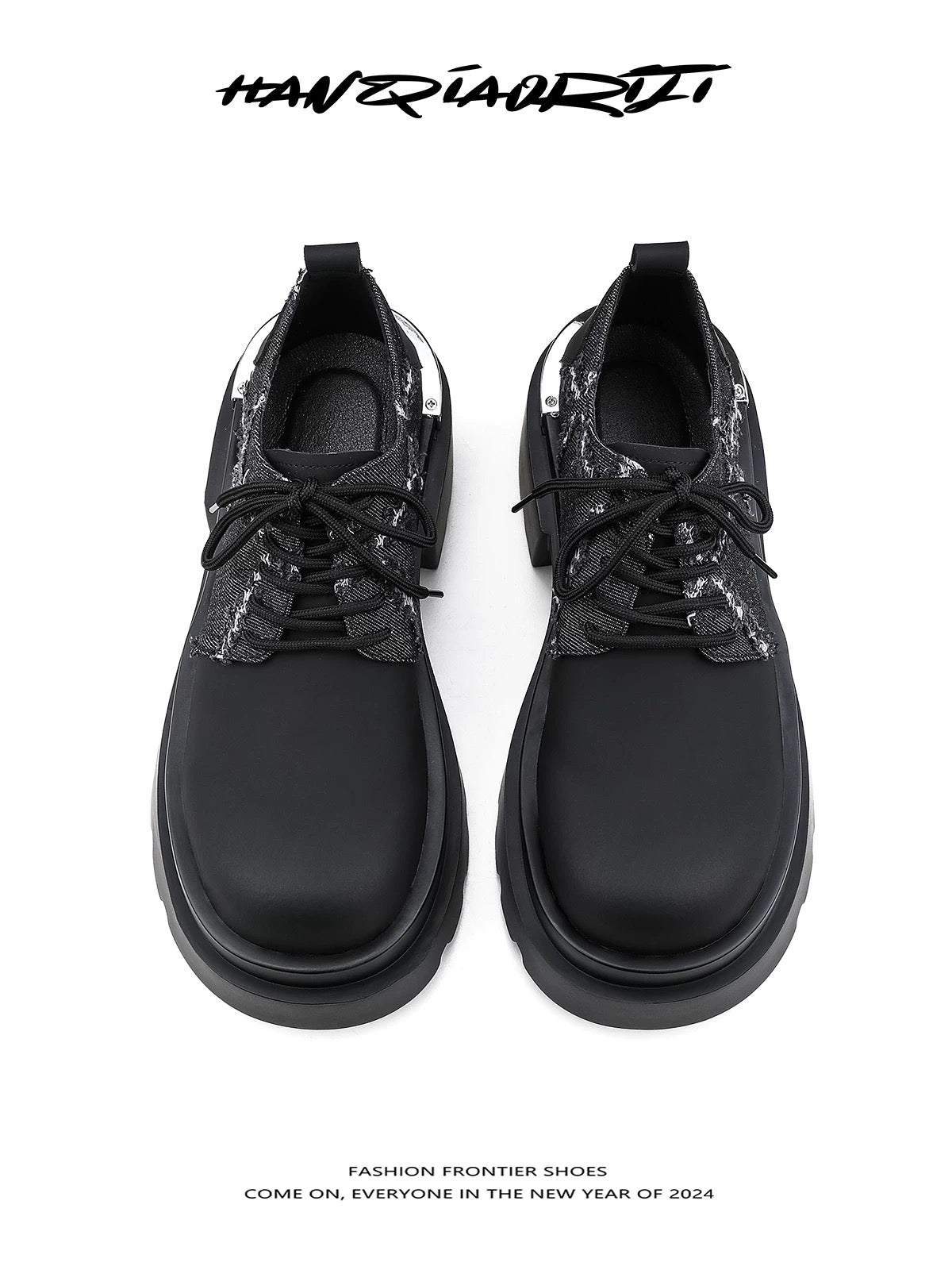 [HANQIAORIJI] Denim Patchwork Trendy Boots