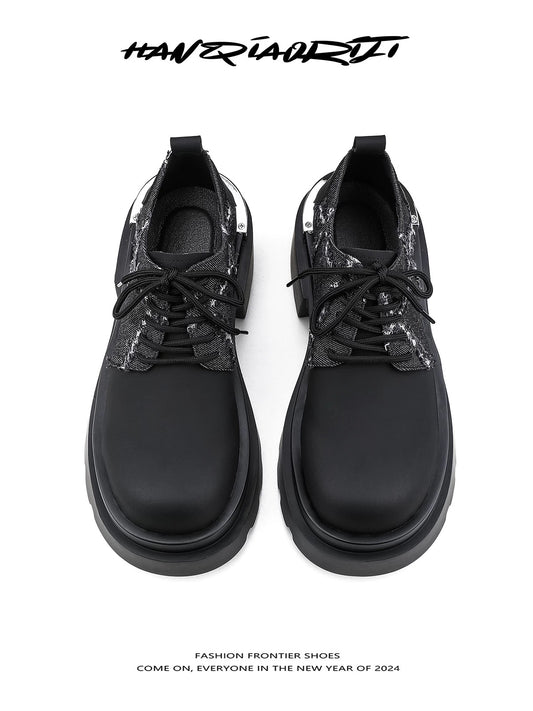 [HANQIAORIJI] Denim Patchwork Trendy Boots
