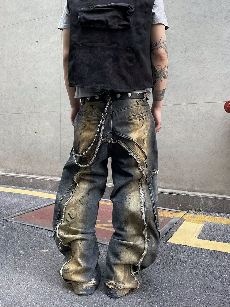 [ZPXO Select] Distressed Multi Pocket Jeans