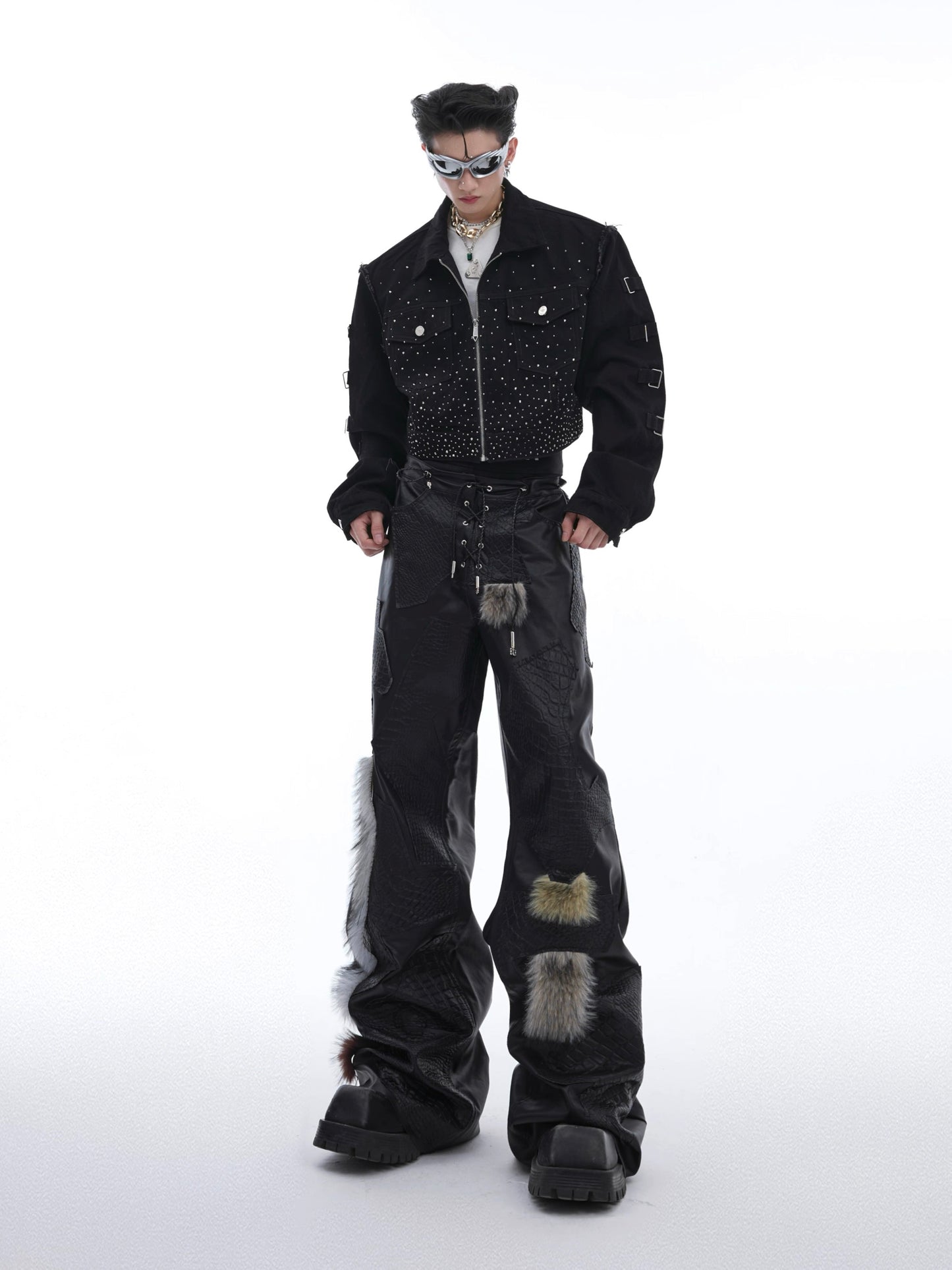 [ARGUE CULTURE] Faux Crocodile Pants with Fur