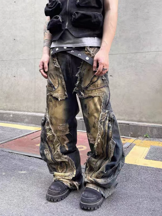 [ZPXO Select] Distressed Multi Pocket Jeans