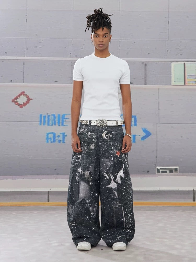 [DND4DES]  Armor Print Rhinestone Jeans