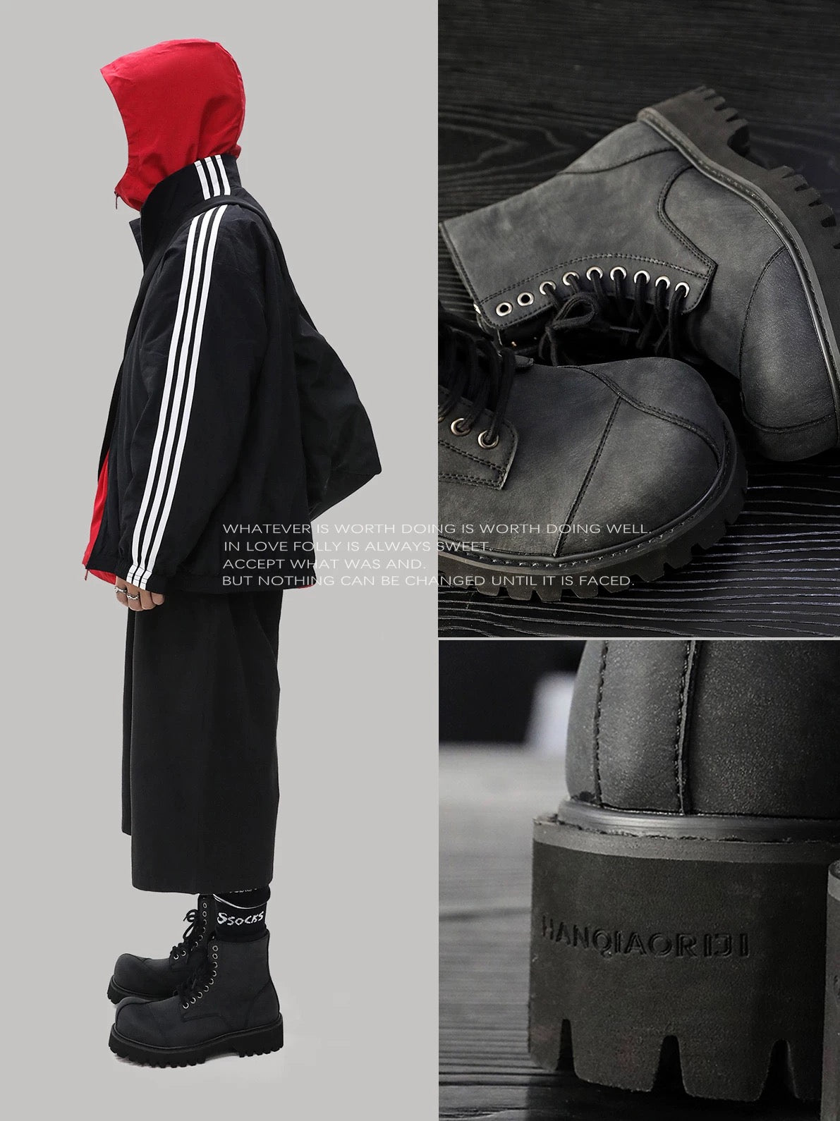 [HANQIAORIJI] Retro Hole-Worn Soled Boots