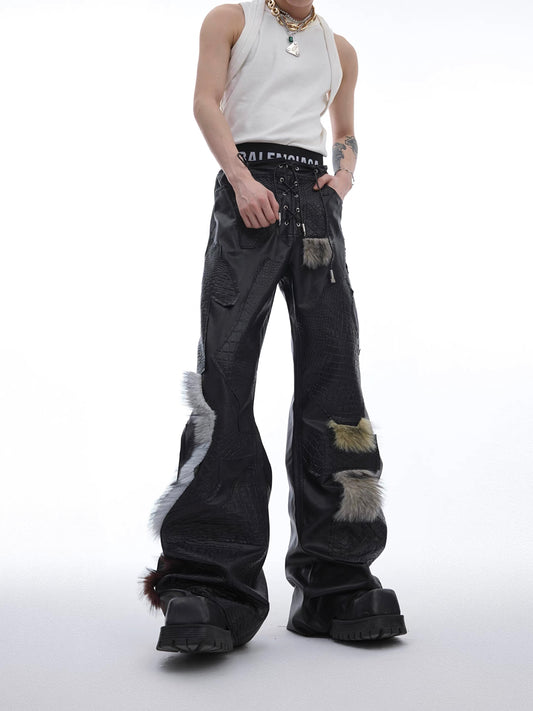 [ARGUE CULTURE] Faux Crocodile Pants with Fur