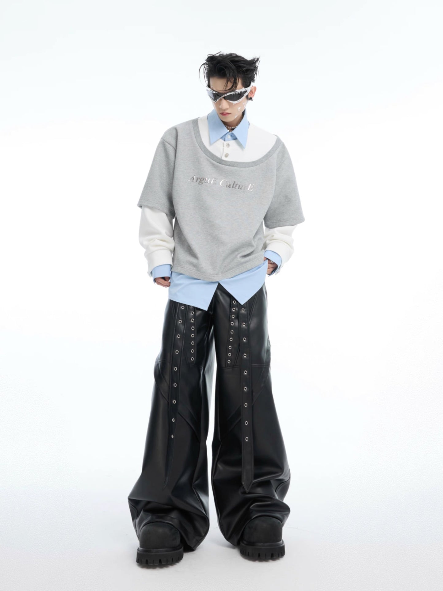 [ARGUE CULTURE] Preppy Punk Layered Shirt